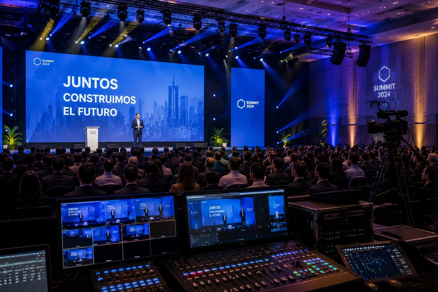 Congreso corporativo con pantallas LED y realización audiovisual